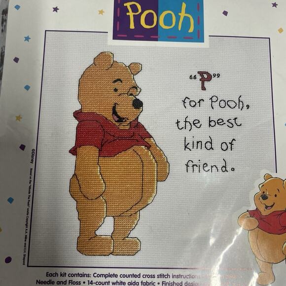 Vintage Disney's Winnie the Pooh Cross Stitch Kit P for Pooh Best Friend #34003 - Picture 3 of 5